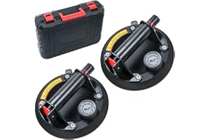BAONEEDY 2 Pack 8" Glass Suction Cup to lift Large Glass,Max Load 960lbs Window Suction Cups Heavy Duty, Industrial Vacuum Suction Cups Lifter for Marble,Tile, Granite