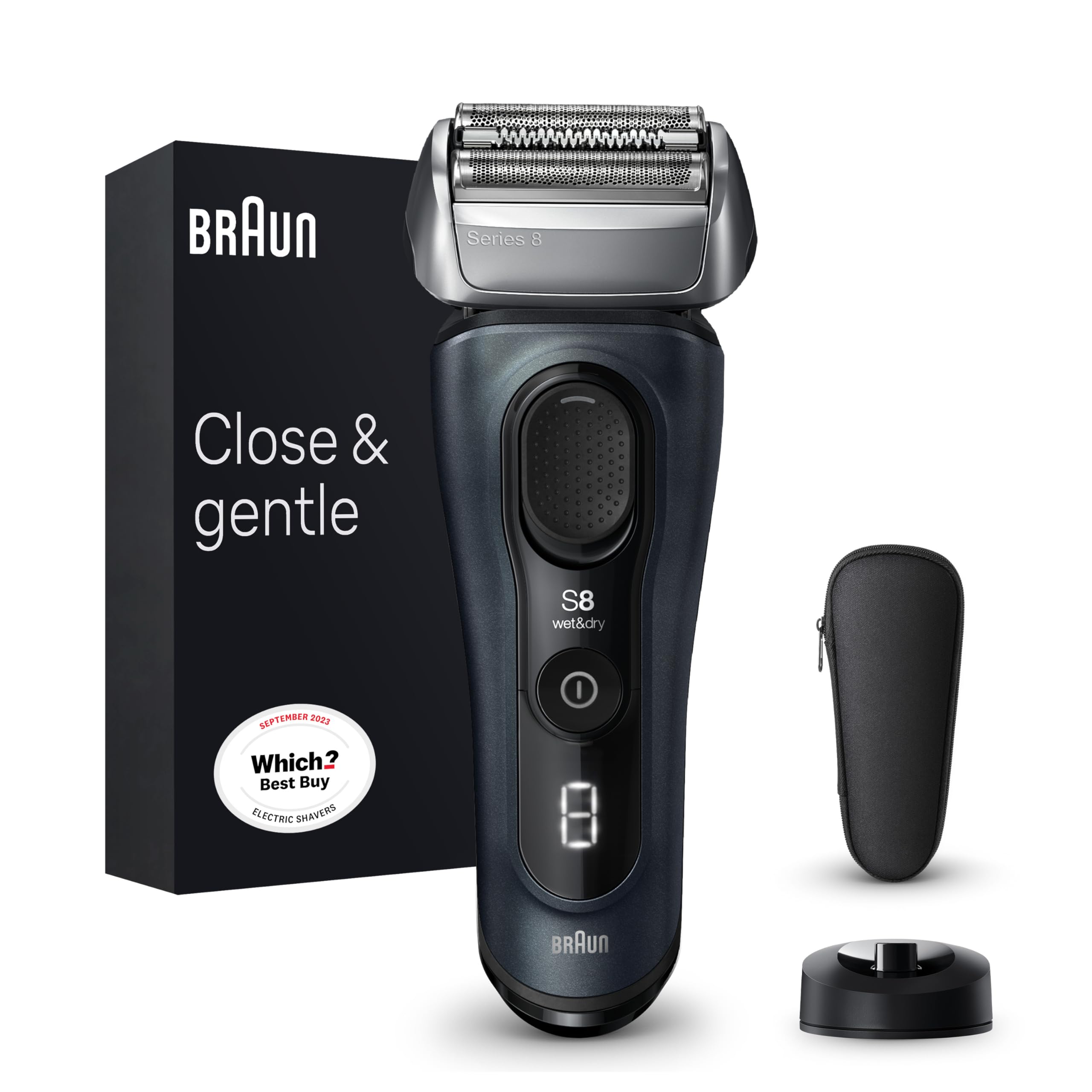 Braun Series 8 Pro 8513s Electric Shaver for Men - Rechargeable Wet & Dry Electric Razor with Trimmer Travel Case Silver
