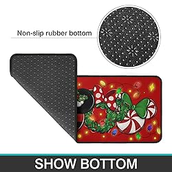 Christmas Kitchen Rugs Set of 2, Red Cartoon Mouse