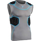 CHAMPRO Bull Rush Football Compression Shirt w Cushion System, Charcoal, Black Inset, Small