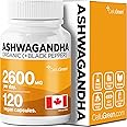 Cellugreen Organic Ashwagandha Supplement 2600mg STRONGEST IN CANADA with Black Pepper for Enhanced Absorption, Stress Resist