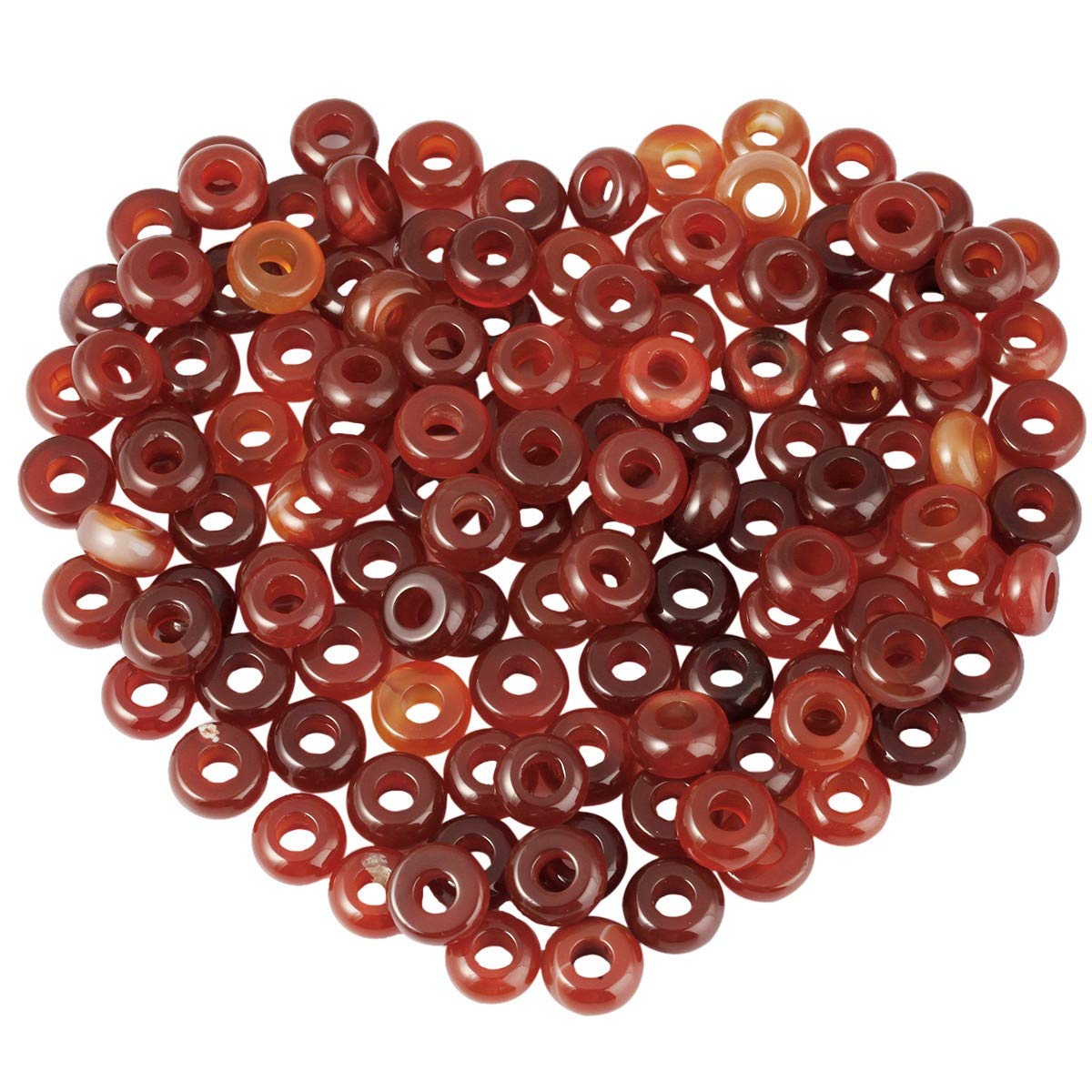 mookaitedecor 20pcs 12mm Natural Carnelian/Red Agate Round Large Hole Gemstone Beads for Jewellery Making, Loose Rondelle Crystal Stone Beads for Crafting European Bracelet Macrame DIY Projects