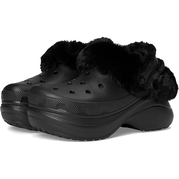 NWOT Crocs Stomp Quilted Black Faux Fur Lined Platform Mules & Clogs Men Size 12 Crocs Unisex-Adult Stomp Lined Clogs, Fuzzy Slippers  main image 2