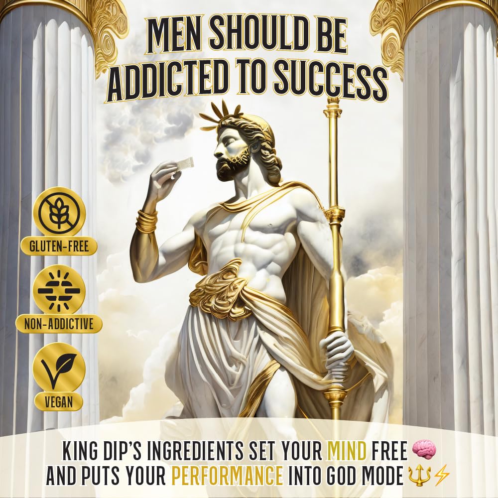 Top Shelf King Dip, Nootropic Energy Caffeine Pouches for Alpha Performance, Focus & Neuro Brain Supplement | Coffee Pouch Alternative (Mint)