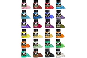 Upgrade Luckymica Mica Powder, 24 Colors Pearlescent Pigment Powder for Epoxy Resin, Art Set for Soap Making, Candle, Lip Glos, Dye, Bath Bombs & Slime
