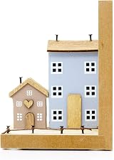 Carousel Home Wooden House Bookends Pair Shabby Chic Townhouse 13x10.5x9cm view 5