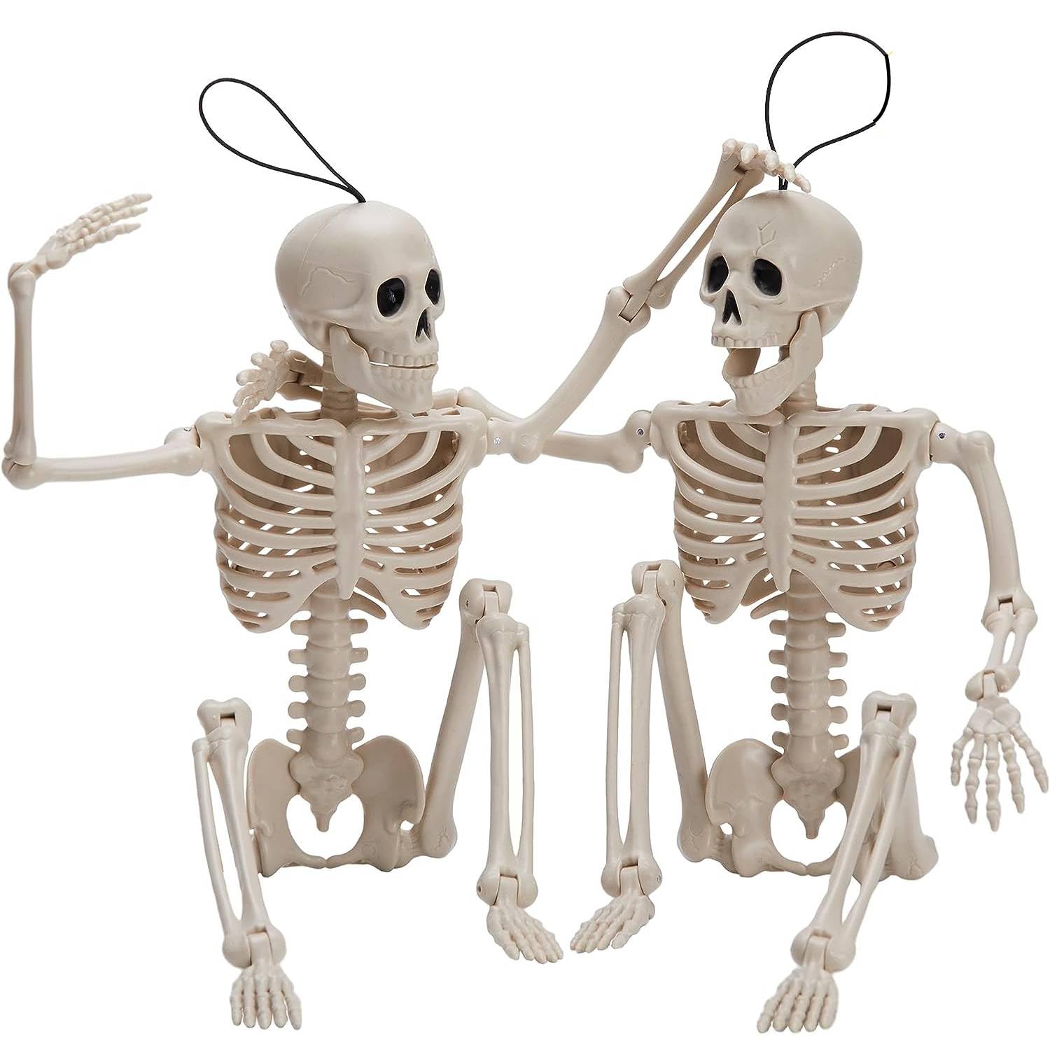 JOYIN 2 PCS 16”(40.6cm) Inches Halloween Skeletons Full Body Posable Joints Skeletons for Halloween Graveyard Decorations, Haunted House Accessories, 40.6 cm
