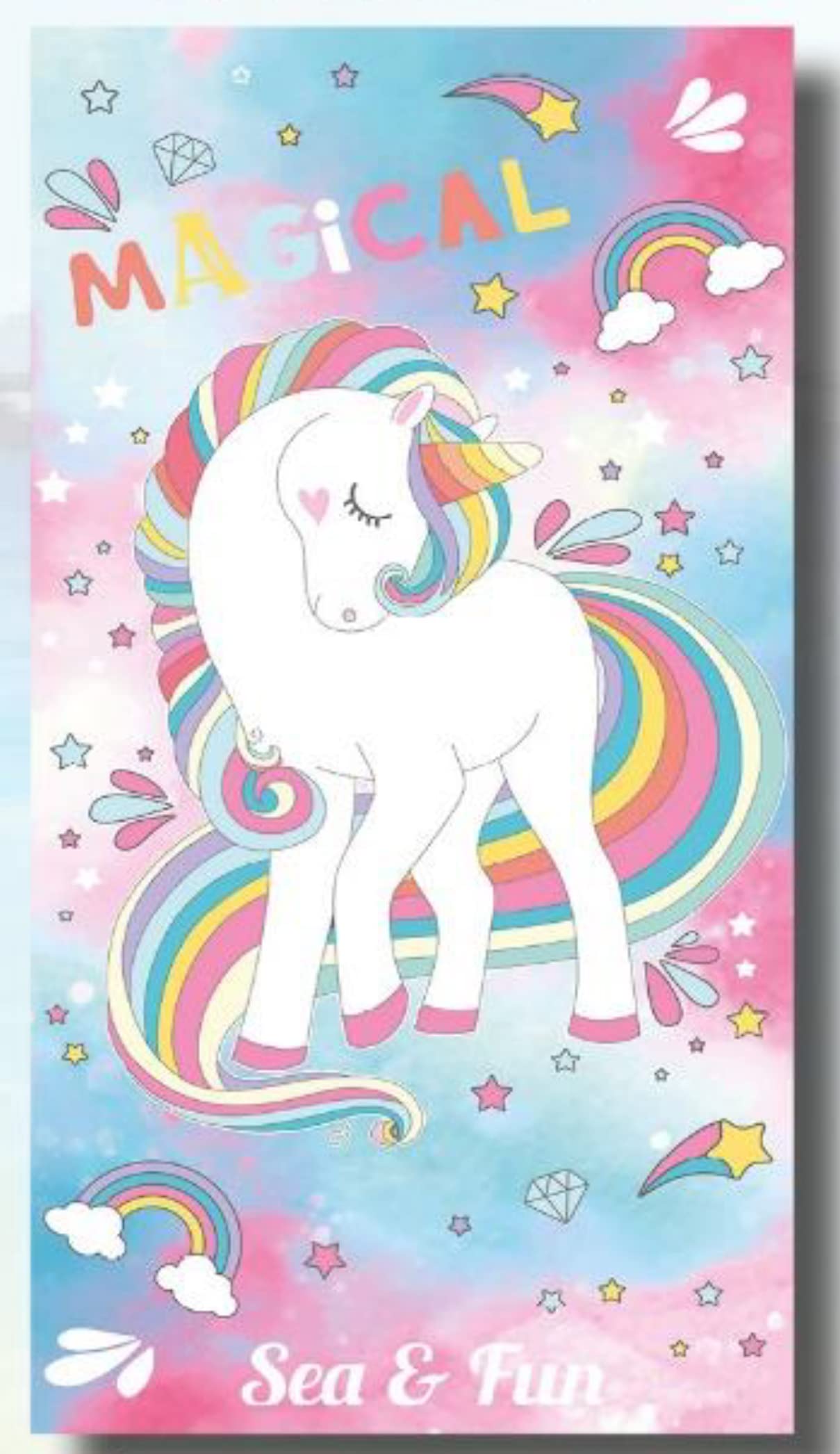 Miracle Home. Magical Unicorn Microfibre Towel, 100% Polyester, 75 x 145 cm 11836 — image 1