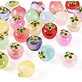 KISSITTY 24pcs Apple Charms Glass Colorful Fruit Pendants 12 Color 3D Dangle Crystal Pendant Ornaments for Jewelry Making DIY Necklaces Bracelets Earrings Crafts Hanging Decorations