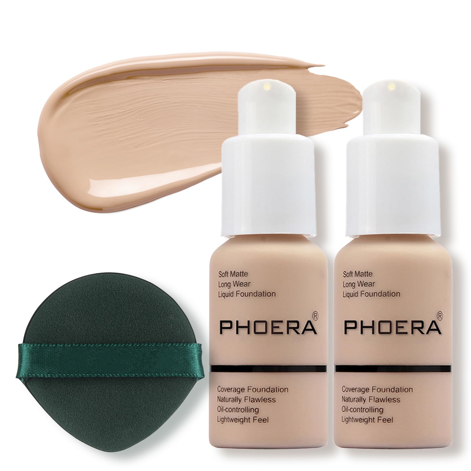 Face Foundation,Liquid Foundation,Foundation Full Coverage Long Lasting Perfect 30ml Matte Oil-Control Concealer 6 Colors Optional,Great Choice and Gift (2PC#102 Nude, 60ml)