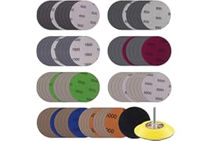 MAXMAN 3 Inch Sandpaper (75mm) Silicon Carbide Wet/Dry Hook & Loop Sanding Discs Assorted 600/800/1500/2000/3000/5000/7000/10000 Grit with 1/4 Shank Sanding Pad &Sponge Polishing Pad(82pcs)
