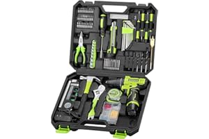 POWKITS Cordless Drill Tool Set: 12V Power Drill Tool Kit with Battery & Charger, Portable Household Basic Drills Case for Men & Women, Homeowner, Diyer, Handyman, 142 Piece