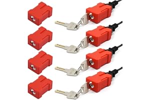 HiLKCO 8 PCS Set Plug Lock Electrical Cord Plug Lockout Device Locking Safety Lock Fits 2 and 3 Prong Plugs Electrical Shutdown Service, 2 Keys Per Lock, Keyed Differ