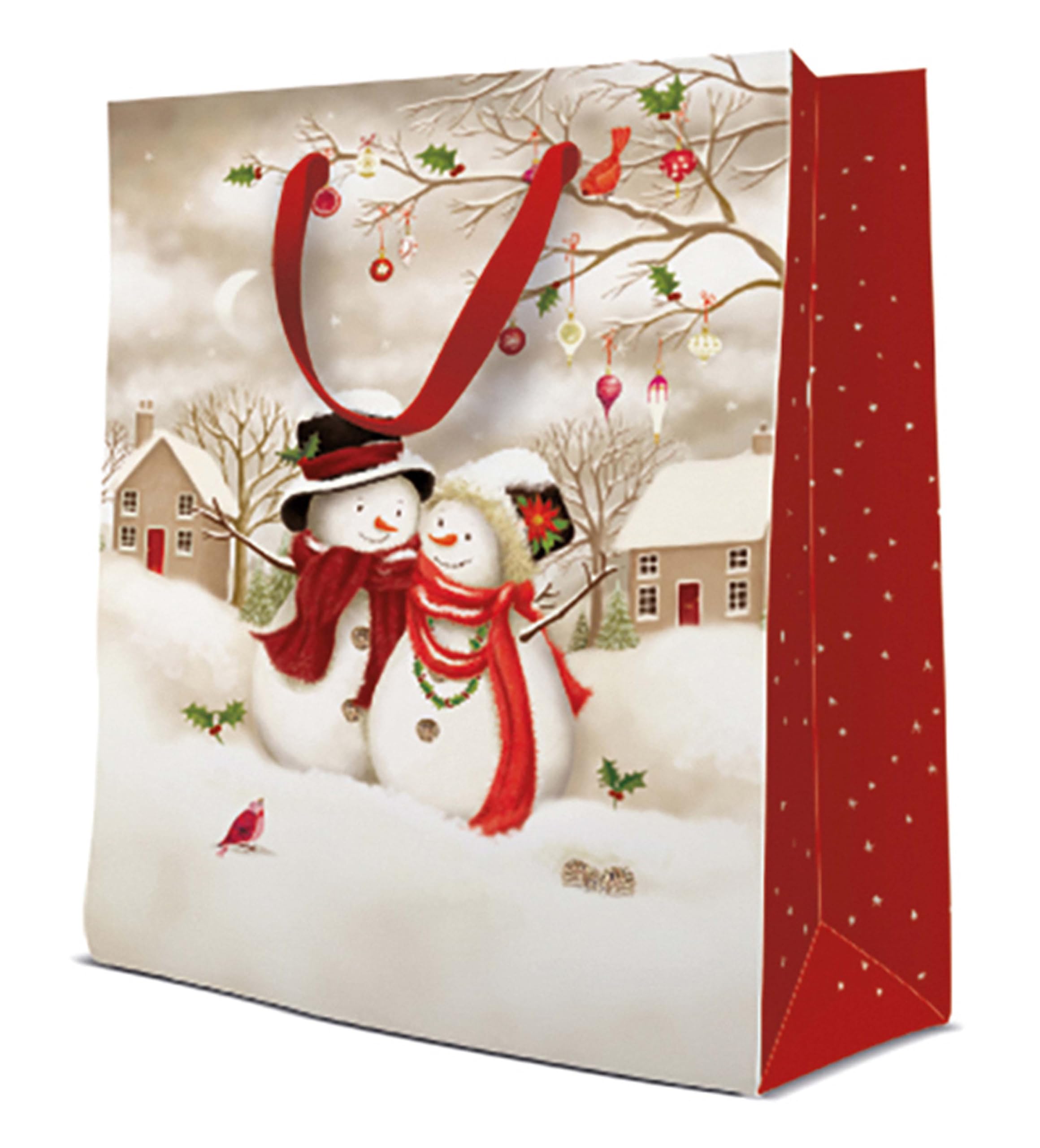 Pack of 10 - Big Snowman Family Xmas Gift Bag Christmas Bag (30cm x 12cm x 41cm)