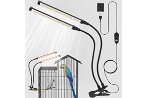 ZARD ZOOP Bird Lighting Bird Cage Light Fixture Combo Kit Full Spectrum LED Pet Light, 15 Brightness Levels,24 Hours Timer, 100pcs LED Beads, Simulates Natural Environment