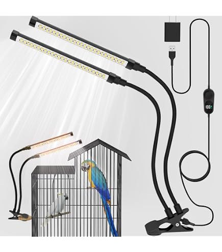 HappyBird LED Linkable Light Bar For Bird Cages (2 Pack) - Full Spectrum, Needs 12V Power Supply