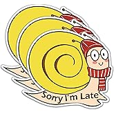 (3Pcs) Sorry I'm Late Stickers Funny Quotes Stickers Decal Waterproof Vinyl Stickers Adult for Laptop Kindle Car Tumbler Water Bottle Mug Phone Notebook Helmet Size 3”x2.7”
