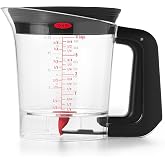 OXO Good Grips Good Gravy 4-Cup Fat Separator | Bottom-Release Spout Leaves Fat Behind, Ideal for Leaner Gravies, Built-In Strainer, Measurement Markings, Dishwasher Safe