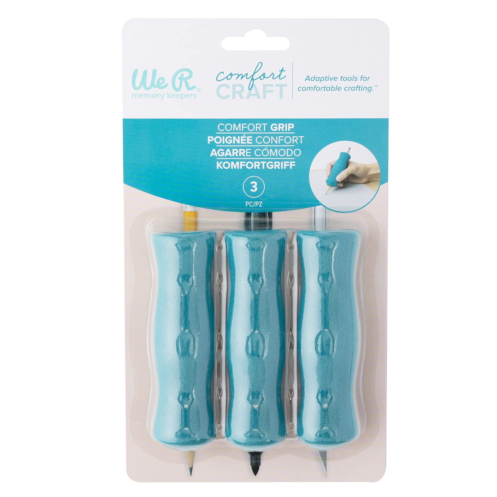We R Makers Comfort Craft Grip Tool - 3 Soft Foam Pencil Grips for Markers, Craft Knives & More - Comfortable & Egonomic