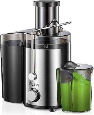 Extracteur de Jus Centrifuge 800W avec Large Goulotte de 3 Pouces, Facile à Nettoyer, Acier Inoxydable, Sans BPA, Idéal pour Fruits et Légumes (Sliver, 800W)
