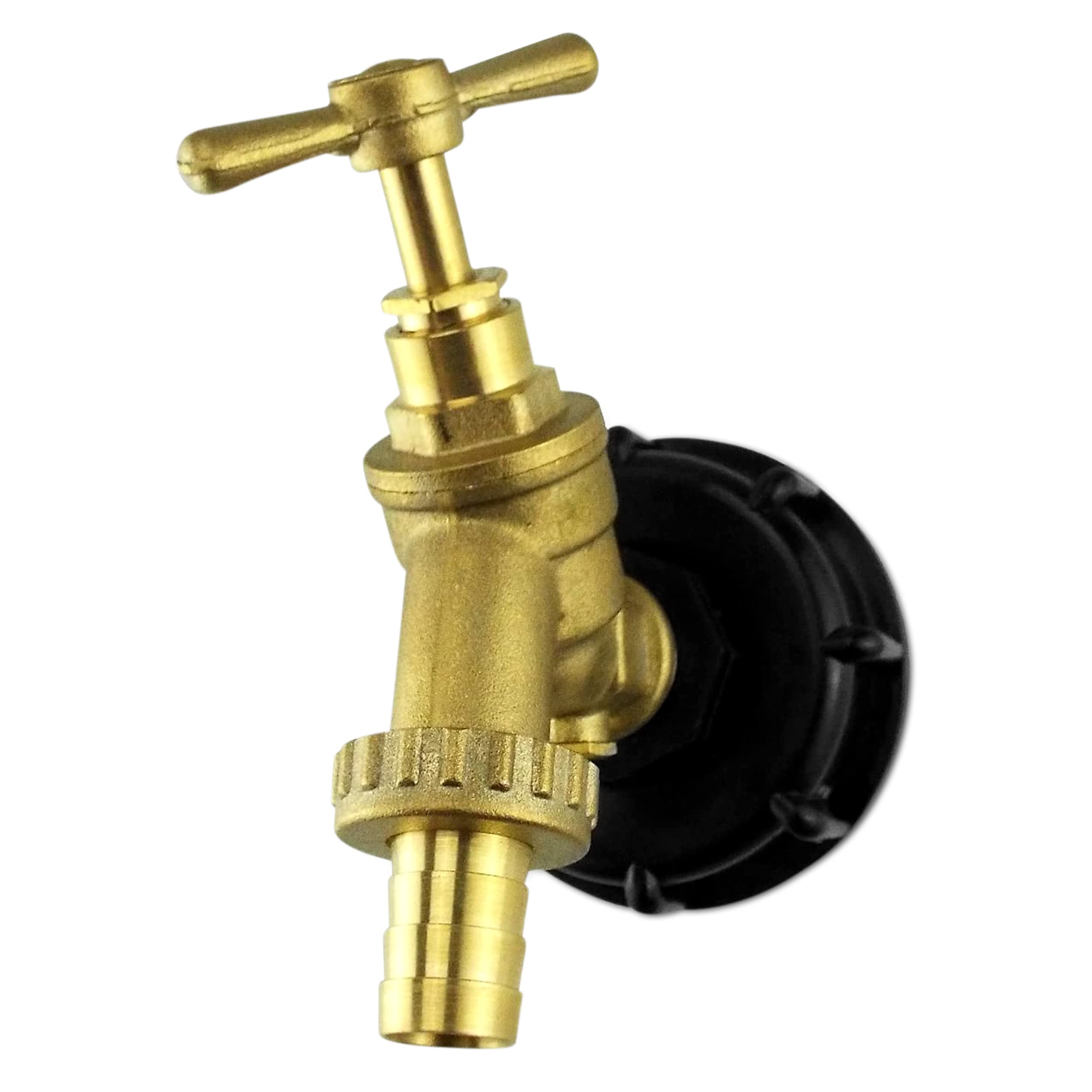 IBC Tank Adapter Hose Connector – S60X6 Brass Garden Tap with Check Valve with 1/2" Hose Fitting Pack – Heavy Duty Coarse Thread PTFE Tape Included – Easy Installation. Set by MYPURECORE