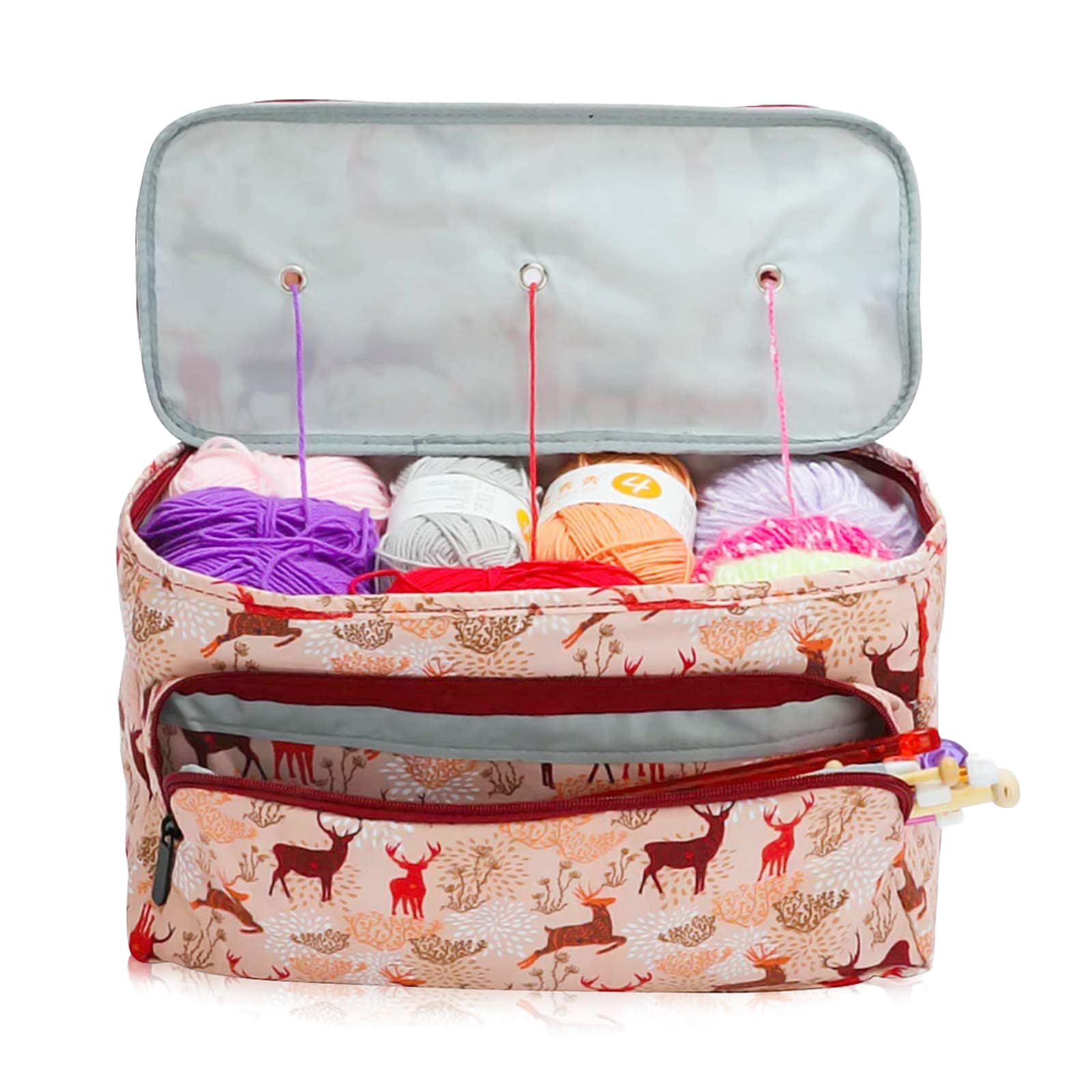 Knitting Bag for Yarn & Wool Storage, Portable Crochet & Sewing Tools Holder Tote Bag Yarn Organizer Knitting Needle Case — image 1
