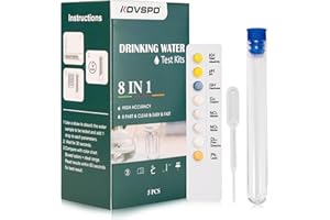 KOVSPO Water Testing Kits for Drinking Water: 5 Strips 8 in 1 Well and Drinking Water Test Kit, Water Test Strips with Alkalinity, Lead, pH, Hardness, Copper, Nitrate, Nitrite & Chlorine
