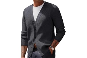 PJ PAUL JONES Mens Waffle Textured Cardigan Sweater Long Sleeve V-Neck Knitted Sweaters