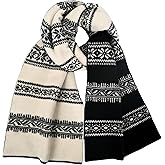 LEBOOBELL Women's Fair Isle Scarf Lady Soft Vintage Knit Muffler Christmas Fall Winter
