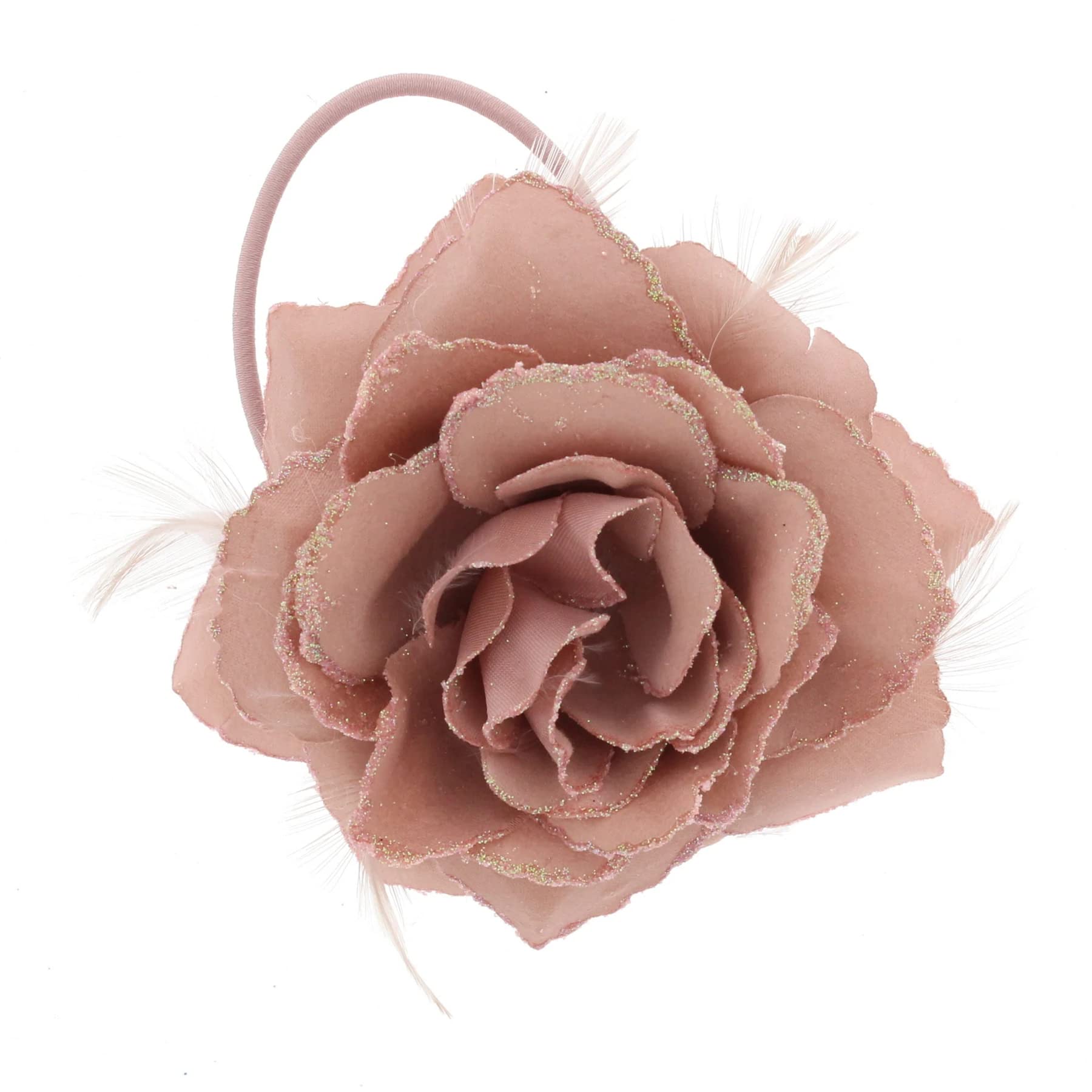 Topkids Accessories Rose Flower Hair Clip Hairband Brooch Safety Pin Hairpin Floral Corsage Fascinator Hair Band Aligator Beak Grip for Women & Girls Wedding Prom Party Special Occasion (Nude)