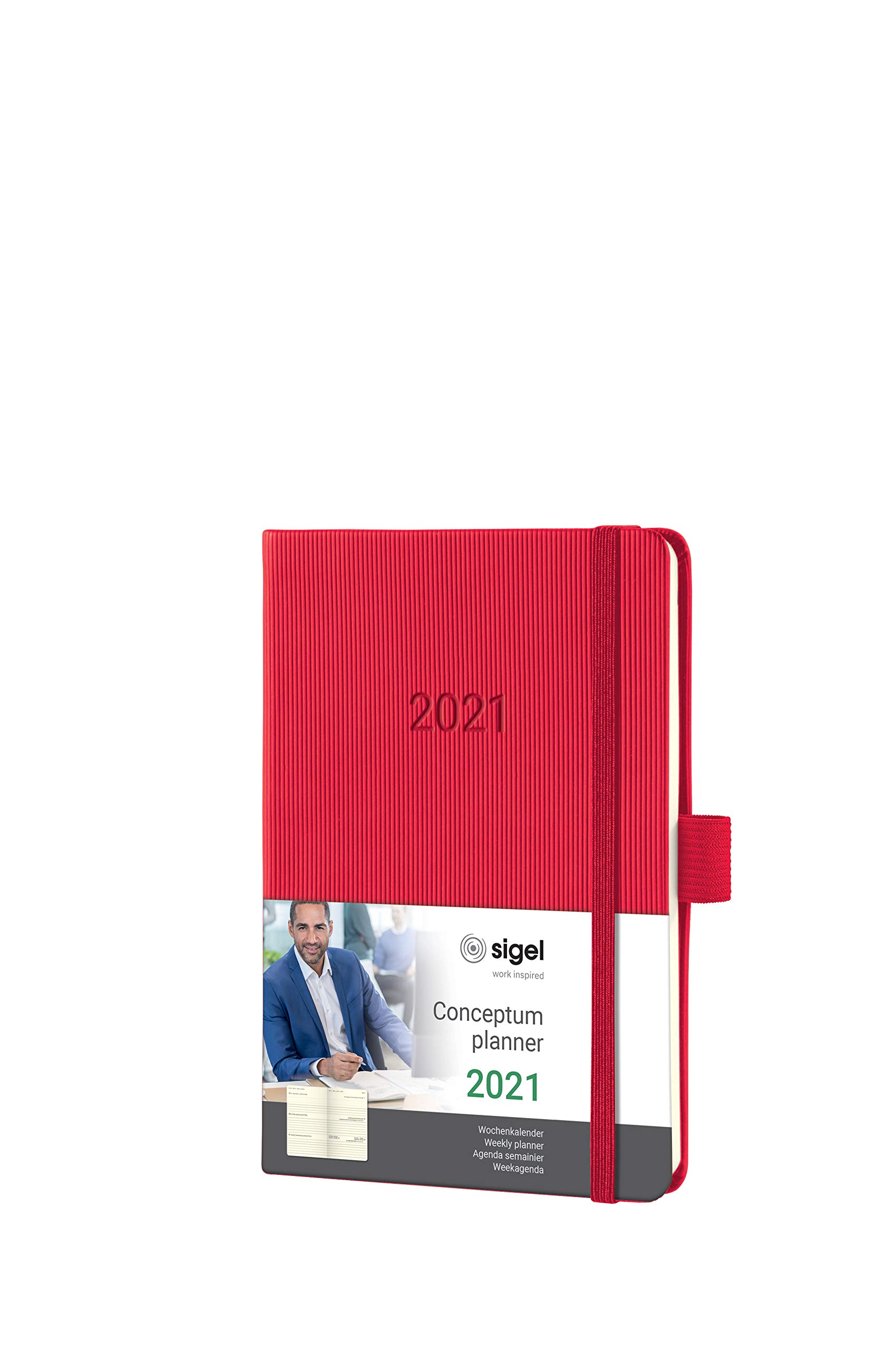 SIGEL C2165 Weekly Diary 2021, Approx. A6, hardcover, red - Conceptum