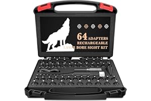 DESPWOLF USB Rechargeable Bore Sight Laser, 64 Adapters Professional Green Laser Bore Sight Kit, Fit 0.17 to 12GA Calibers, Multiple Caliber Bright Bore Sighter Laser Powerful Support for All Gun, Rifle,Pistol