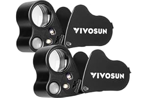 VIVOSUN 2-Pack 30X 60X Illuminated Jewelers Loupe Foldable Magnifier with LED Light for Jewelry Gems Watches Coins Stamps Antiques Black