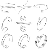 SOMEITIA 9Pcs Arm Cuff Bracelets Gold Upper Arm Cuff for Women Adjustable Upper Arm Bangle Bracelet Minimalist Irregular Arm Bangle Armband Coil Swirl Armlets Armband Jewelry Set