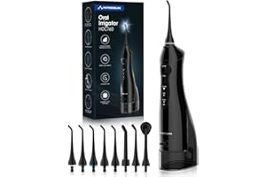 Hangsun Water Flossers for Teeth Cordless Rechargeable Dental Oral Irrigator Water Jet for Teeth Braces Care with 8 Jet Tips for Travel and Home Use (Black)