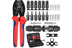 Oududianzi Solar Crimper Tool Kit for Solar Panel Cable Connectors 2.5/4.0/6.0mm², Including 1PCS Solar Crimper + 6 Pairs Solar connectors + 2PCS Spanner Wrench, Solar Wire Crimping Tool for PV Cable