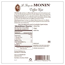 Monin - Toffee Nut Syrup, Bold and Buttery, Great