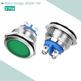 sourcing map 22mm Green LED Indicator Light 12V M22 Panel Mount Metal view 3