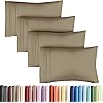 Queen Pillow Cases Set of 4 - Ultra Soft Hotel Quality Pillowcase Covers - Luxury Comfy Cozy Bedding for Women, Men, Kids & Teens - Machine Washable Pillow Protectors - 4 Pieces Set - Queen Size Khaki