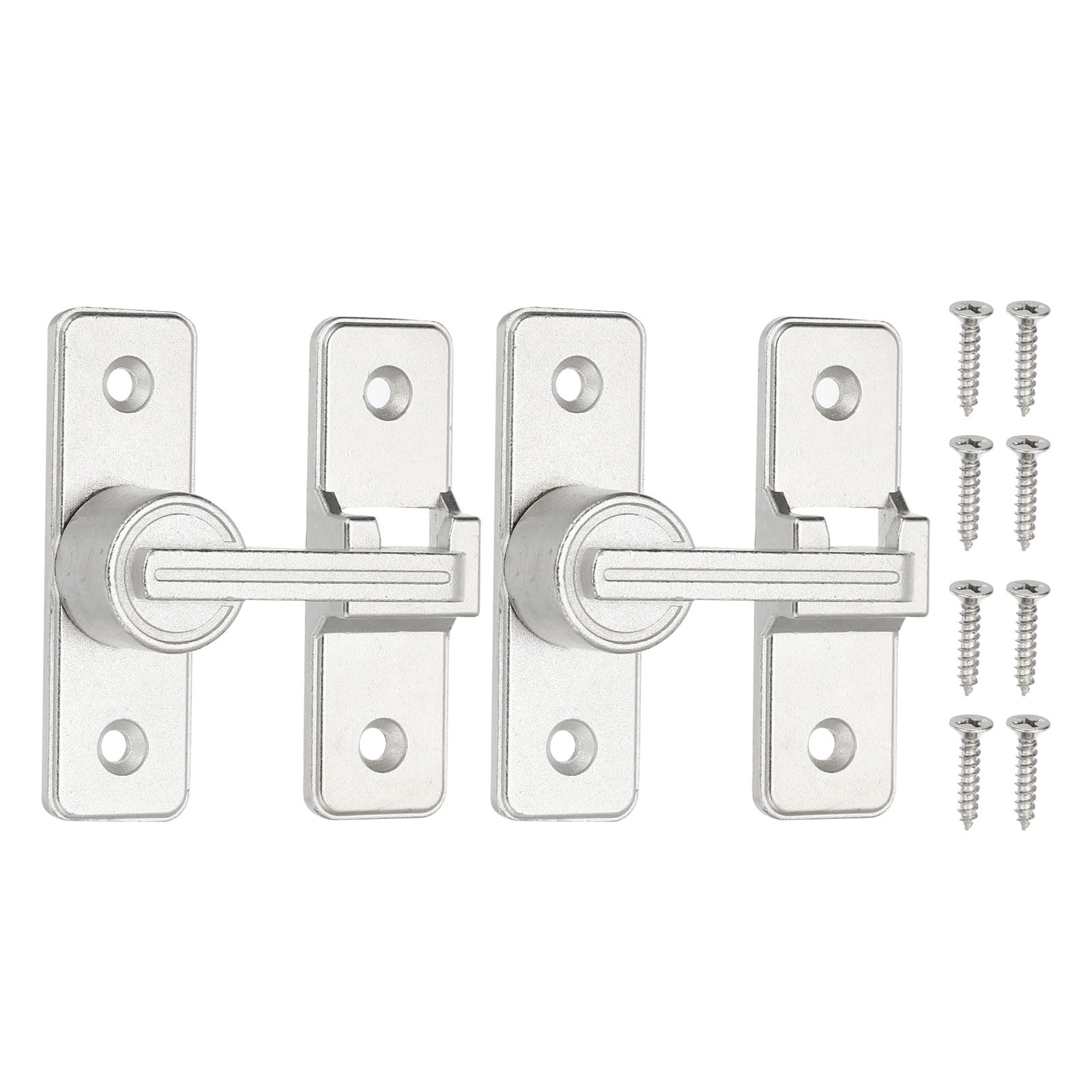 PATIKIL 180 Degree Barn Door Lock, 2 Pack Flip Latches Zinc Alloy Safety Sliding Door Bolt Latch Lock for Garage Bathroom Sliding Swing Open Door, Light Gray