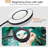 PIKOY Magnifying Glass with Light 10X, 48 LED, 3 Modes, USB Stand Lamp view 2