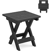 LUE BONA Small Outdoor Folding Side Table HDPS 14 Inch Height, Black | Outdoor End Table Fits Lounge Chair, for Patio, Porch, Beach, No Assembly, Portable,Weather Resistant HDPS