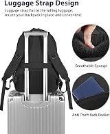 MATEIN 17 Inch Travel Backpack Water Resistant Anti Theft Laptop Daypack Black view 3