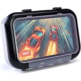 ZIPIT Recycled Plastic Pencil Box for Boys, 2-Compartment Case, Race Car | Durable box for kids, made of recycled, PVC-free plastic, transparent stackable design with name tag, holds 60 pens &amp; pencils