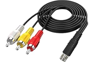 Audio Video AV Cable Wire Adapter to RCA TV Connection Cord for SEGA Genesis 2 & 3 Model 1631 1461 Nomad or 32x 9 Pin Plug to