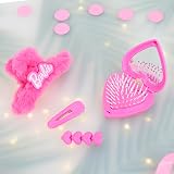 Barbie Claw Clip & Hair Clips Folding Brush Mirror Set Girls Teens Gifts view 6