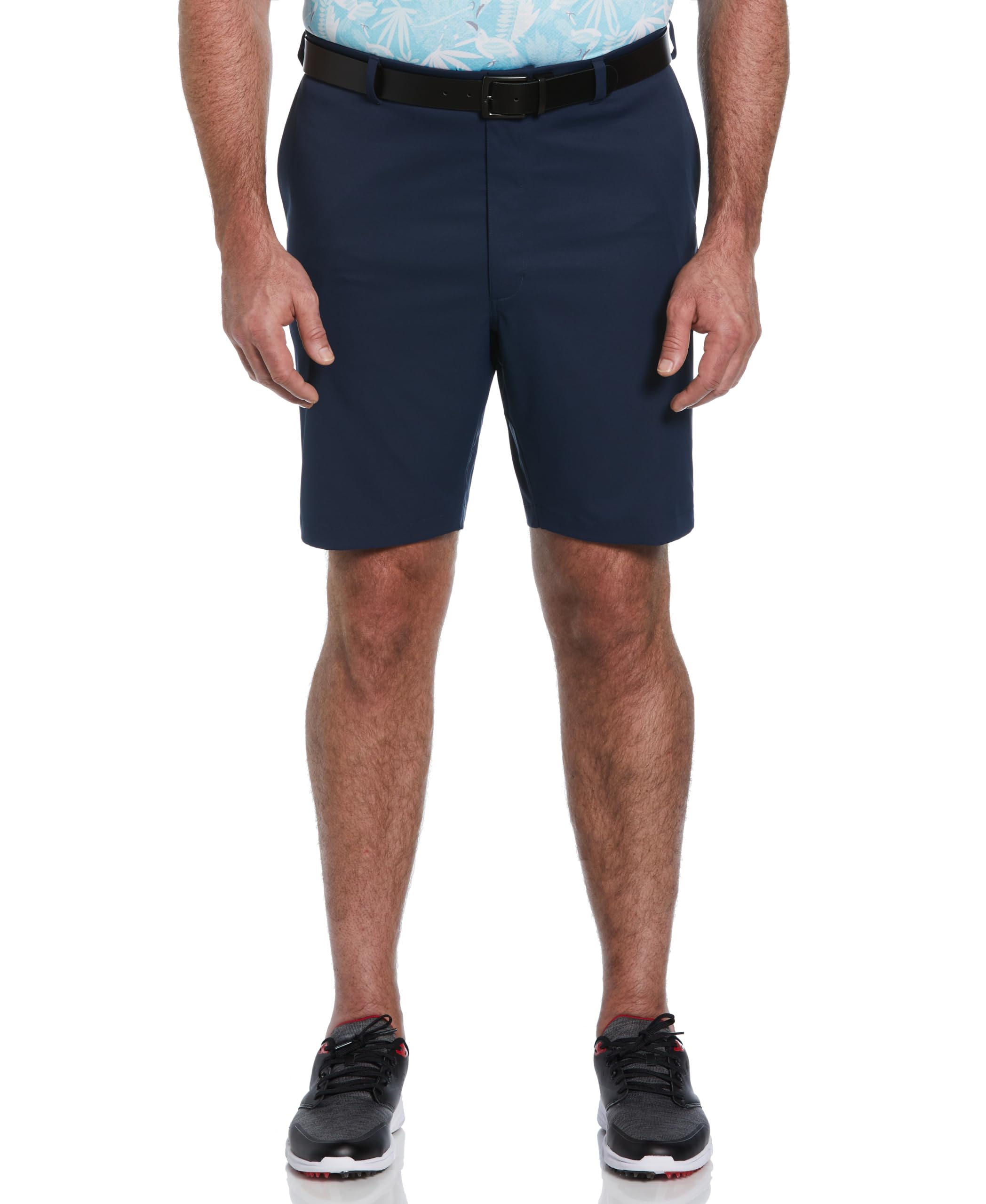 PGA TOUR Men’s 9″ Solid Stretch Golf Shorts with Active Waistband, Sun Protection, Moisture-Wicking (Available in Big & Tall), Black Iris