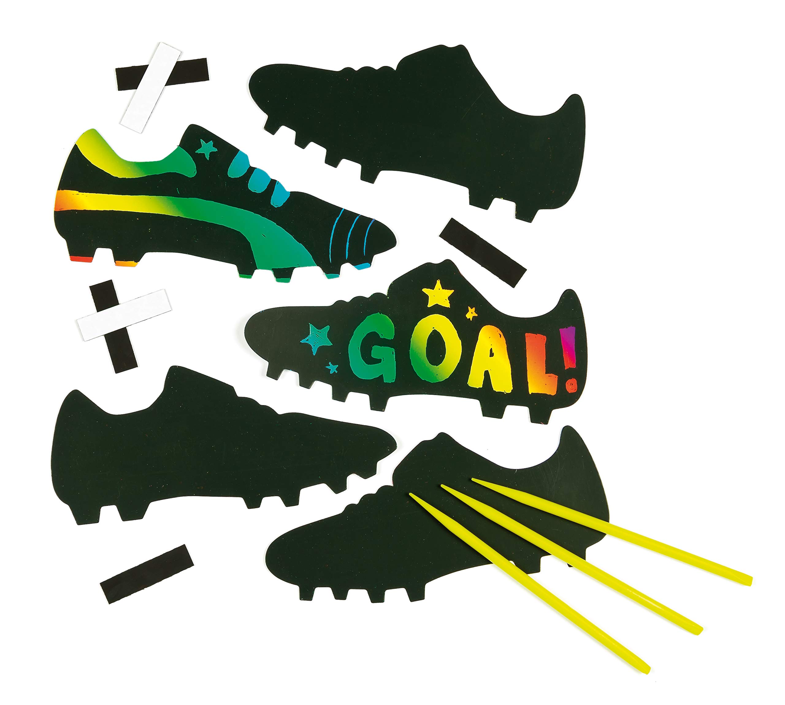 Baker Ross EF599 Football Boot Scratch Art Magnets (Pack of 10) Black