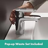 Hansgrohe Vernis Blend Basin Tap 70mm EcoSmart Chrome 71550000 with Pop-Up Waste view 7
