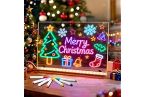 LED Drawing Board with 7 Colors,Light Up Acrylic Note Board 12"x 8" for Kids,Includes 7 Markers, Adapter, Soft Cloth, Hanging